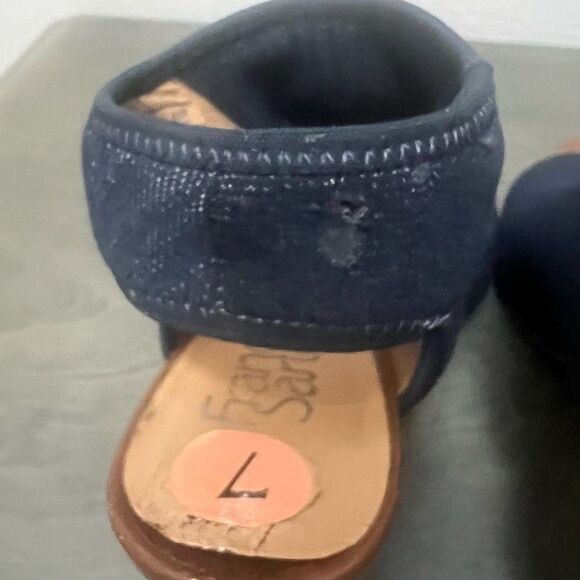 Franco Sarto Dawne Stretchy Denim Slingback Shoes Womens Sz 7‎ Blue Casual Heels - Picture 10 of 16